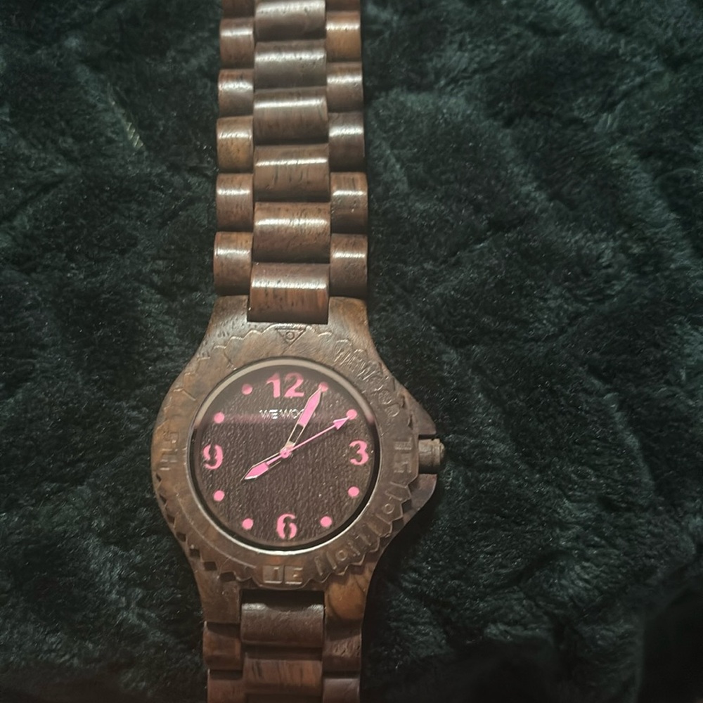 WEWOOD Kale Choco Pink Brown Wooden Watch In Box